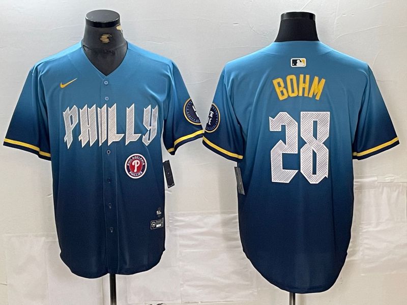 Men Philadelphia Phillies #28 Bohm Blue City Edition Nike 2024 MLB Jersey style 3->women mlb jersey->Women Jersey